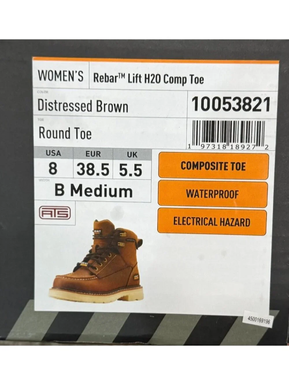 NWT Womens Ariat Composite Toe Boots Rebar Lift H20 Sz 8 Brown Moc Toe 10053821